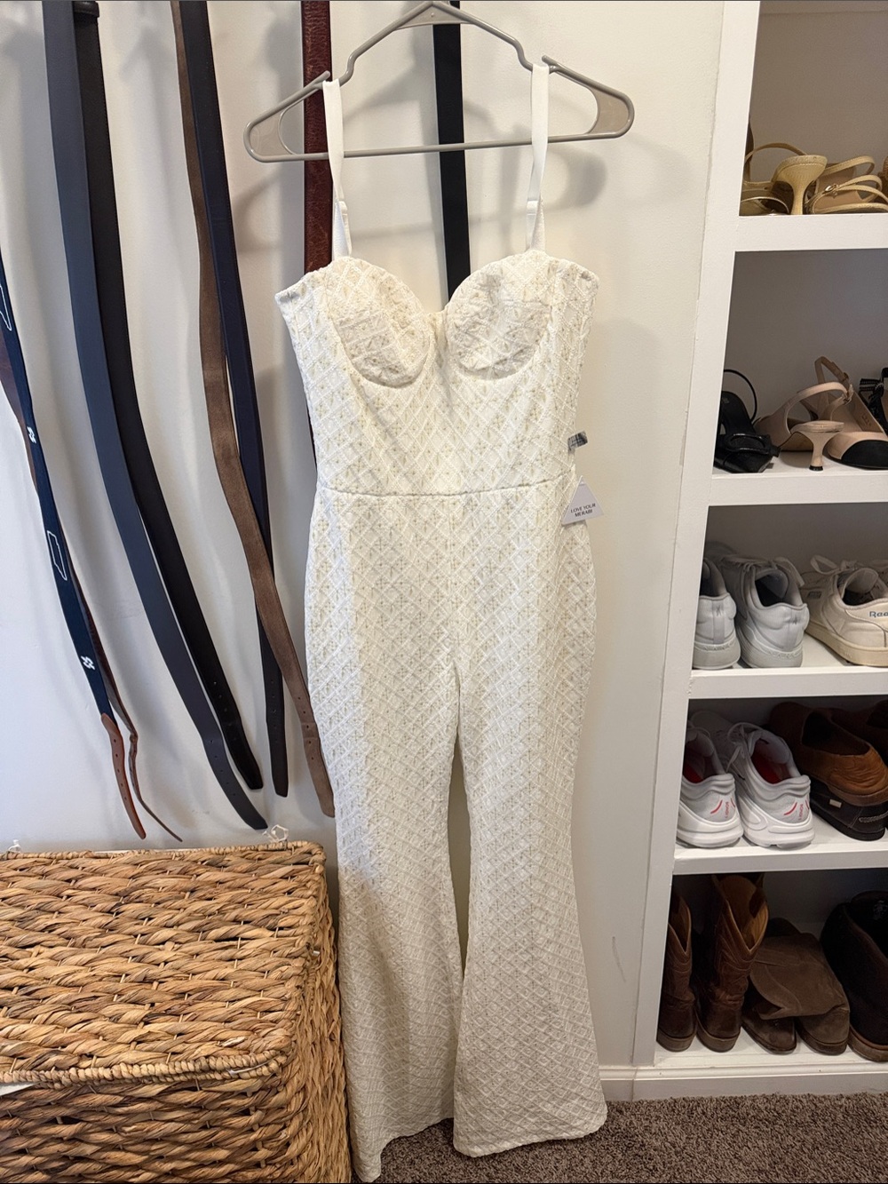 Nadine Merabi white sparkly jumpsuit new with tags - Picture 1 of 4
